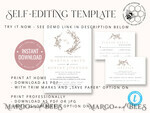 TEMPLETT wedding invitation download Modern wedding Invitation Template, Instant Download Printable Invites Home Printing, Simple Boho Wedding Invitation Card Set7