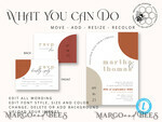 TEMPLETT wedding invitation download Burnt Orange Arch wedding Invitation Set Template, Instant Download Printable Invites Home Printing, Simple Boho Wedding Invitation Card Set, rust inviation template , copper fall invites instant download template online evite set8