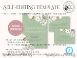 TEMPLETT wedding invitation download Sage Green wedding invitation template, Instant download Greenery Wedding Invites, Rustic Garden Wedding Invitations  Set Printable9