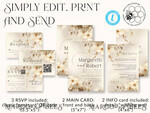 TEMPLETT  
 Hochzeits Einladung Download Boho einfache Vintage Blumen Hochzeitskarten Set Vorlage, Sofortiger Download druckbare Einladungen Heimdruck, einfache Hochzeitskarten10