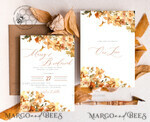 TEMPLETT  
 Hochzeits Einladung Download Terracotta Fall Flowers Hochzeits-Einladungen Set Vorlage, Sofortiger Download druckbare Einladungen Heimdruck, Einfache Hochzeitskarten10