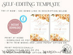 TEMPLETT  
 Hochzeits Einladung Download Terracotta Fall Flowers Hochzeits-Einladungen Set Vorlage, Sofortiger Download druckbare Einladungen Heimdruck, Einfache Hochzeitskarten10