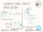 TEMPLETT wedding invitation download Sage Green wedding invitation template, Instant download Greenery Wedding Invites, Eucalyptus Garden Wedding Invitations Set Printable7
