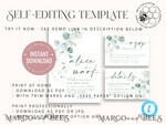 TEMPLETT wedding invitation download Sage Green wedding invitation template, Instant download Greenery Wedding Invites, Eucalyptus Garden Wedding Invitations Set Printable7
