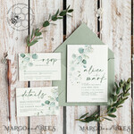 TEMPLETT wedding invitation download Sage Green wedding invitation template, Instant download Greenery Wedding Invites, Eucalyptus Garden Wedding Invitations Set Printable7