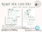 TEMPLETT wedding invitation download Sage Green wedding invitation template, Instant download Greenery Wedding Invites, Eucalyptus Garden Wedding Invitations Set Printable7