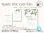 TEMPLETT wedding invitation download Minimalist Olive wedding invitation template Instant download, Tuscany Wedding Printable Invites For Home Printing, Italy wedding invitation Set9
