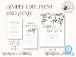 TEMPLETT wedding invitation download Minimalist Olive wedding invitation template Instant download, Tuscany Wedding Printable Invites For Home Printing, Italy wedding invitation Set9
