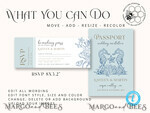 TEMPLETT wedding invitation download passport wedding invitation template, Instant download destination Wedding Invites, travel Printable Template Invitations, boarding pass8