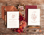TEMPLETT wedding invitation download Boho Modern wedding Invitations Evite Set Template, Instant Download Printable Invites Home Printing Fall Heart Wedding Invitation Cards WB811