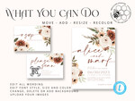 TEMPLETT wedding invitation download Boho Ivory wedding Invitations Evite Set Template, Instant Download Printable Invites Home Printing, Simple Wedding Invitation Cards WBoho109
