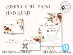 TEMPLETT wedding invitation download Boho Ivory wedding Invitations Evite Set Template, Instant Download Printable Invites Home Printing, Simple Wedding Invitation Cards WBoho109