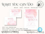 TEMPLETT wedding invitation download Elegant Blush wedding Invitation Template, Instant Download Printable Invites Home Printing, Pink Ombre Wedding Invitation Card Set Template10