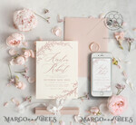 TEMPLETT wedding invitation download Fine Art Blush wedding Invitations Evite Set Template, Instant Download Printable Invites Home Printing, Boho Chick Invitation Set WBoho1610