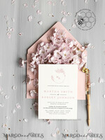 TEMPLETT wedding invitation download Elegant Blush wedding Invitation Template, Instant Download Printable Invites Home Printing, Pink Boho Wedding Invitation Card Set Template10