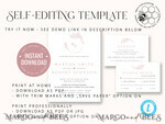 TEMPLETT wedding invitation download Elegant Blush wedding Invitation Template, Instant Download Printable Invites Home Printing, Pink Boho Wedding Invitation Card Set Template10
