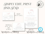 TEMPLETT wedding invitation download Elegant Blush wedding Invitation Template, Instant Download Printable Invites Home Printing, Pink Boho Wedding Invitation Card Set Template10