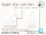 TEMPLETT wedding invitation download Elegant Blush wedding Invitation Template, Instant Download Printable Invites Home Printing, Pink Boho Wedding Invitation Card Set Template10