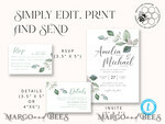 TEMPLETT wedding invitation download Sage Green wedding invitation template, Instant download Greenery Wedding Invites, Eucalyptus Garden Wedding Invitation Printable7