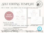 TEMPLETT wedding invitation download Elegant wedding Invitation Template, Simple Instant Download Printable Invites Home Printing, Boho Modern Wedding Invitation Card Set10