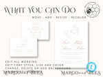 TEMPLETT wedding invitation download Elegant wedding Invitation Template, Simple Instant Download Printable Invites Home Printing, Boho Modern Wedding Invitation Card Set10