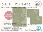 TEMPLETT wedding invitation download Sage Green wedding invitation template, Instant download Greenery Wedding Invites Rustic gypsophila Garden Wedding Invitations Set Printable8