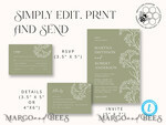 TEMPLETT wedding invitation download Sage Green wedding invitation template, Instant download Greenery Wedding Invites Rustic gypsophila Garden Wedding Invitations Set Printable8