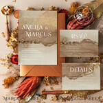 TEMPLETT wedding invitation download Gold ombre wedding Invitation Template, Instant Download Printable Invites Home Printing, Gold Boho Wedding Invitation Card Set terracotta8
