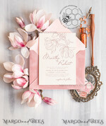 TEMPLETT wedding invitation download Fine art pink wedding invitation template, Instant download Wedding Invites, Simple Wedding Invitation Printable Template Invitations7