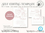 TEMPLETT wedding invitation download Fine art pink wedding invitation template, Instant download Wedding Invites, Simple Wedding Invitation Printable Template Invitations7