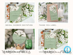 TEMPLETT wedding set Sage Green Boho Wedding Stationery Bundle, Greenery Wedding Template Kit, Wedding Invitation Set, Invitation Template Download Set, WSpr19