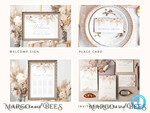 TEMPLETT wedding set Boho Pampas Grass Wedding Set Bundle Templates Elegant Invitation Personalised Template Kit Wedding Invitation Set Invitation Download10