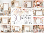 TEMPLETT wedding set Boho Pampas Grass Wedding Set Bundle Templates Elegant Invitation Personalised Template Kit Wedding Invitation Set Invitation Download10