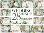 TEMPLETT wedding set Sage Green Boho Wedding Stationery Bundle, Greenery Wedding Template Kit, Wedding Invitation Set, Invitation Template Download Set, WSpr110