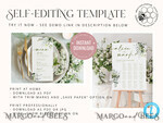 TEMPLETT wedding set Sage Green Boho Wedding Stationery Bundle, Greenery Wedding Template Kit, Wedding Invitation Set, Invitation Template Download Set, WSpr110