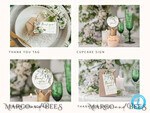 TEMPLETT wedding set Sage Green Boho Wedding Stationery Bundle, Greenery Wedding Template Kit, Wedding Invitation Set, Invitation Template Download Set, WSpr110