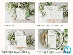 TEMPLETT wedding set Sage Green Boho Wedding Stationery Bundle, Greenery Wedding Template Kit, Wedding Invitation Set, Invitation Template Download Set, WSpr110