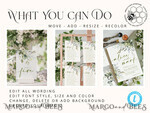 TEMPLETT wedding set Sage Green Boho Wedding Stationery Bundle, Greenery Wedding Template Kit, Wedding Invitation Set, Invitation Template Download Set, WSpr110