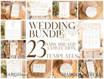 TEMPLETT wedding set Rustic gypsophila Boho Wedding Stationery Bundle, boho barn Wedding Template Kit, Wedding Invitation Set, Invitation Template Download Set, WSpr19