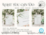 TEMPLETT wedding set  Eucalyptus Boho Wedding Stationery Bundle, Greenery Wedding Template Kit, Wedding Invitation Set, Invitation Template Download Set, WSpr110