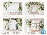 TEMPLETT wedding set  Eucalyptus Boho Wedding Stationery Bundle, Greenery Wedding Template Kit, Wedding Invitation Set, Invitation Template Download Set, WSpr110