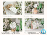 TEMPLETT wedding set  Eucalyptus Boho Wedding Stationery Bundle, Greenery Wedding Template Kit, Wedding Invitation Set, Invitation Template Download Set, WSpr110