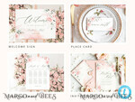 TEMPLETT wedding set Blush Romantic Roses Wedding Set Bundle Templates Elegant Invitation Personalised Template Kit Wedding Invitation Set Invitation Download10