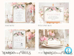 TEMPLETT  
 Hochzeitsset Elegantes romantisches Rosen-Hochzeitset Bundle Vorlagen Elegante Einladung Personalisierte Vorlage Kit Hochzeitseinladung Set Einladung Download9