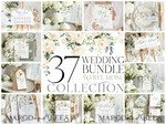 TEMPLETT wedding set Romantic White Roses Wedding Set Bundle Templates  Invitation Personalised Elegant Template Kit Wedding Invitation Set Invitation Download10