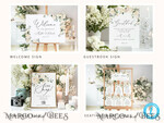 TEMPLETT wedding set Romantic White Roses Wedding Set Bundle Templates  Invitation Personalised Elegant Template Kit Wedding Invitation Set Invitation Download10