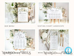 TEMPLETT wedding set Romantic White Roses Wedding Set Bundle Templates  Invitation Personalised Elegant Template Kit Wedding Invitation Set Invitation Download10