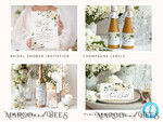 TEMPLETT wedding set Romantic White Roses Wedding Set Bundle Templates  Invitation Personalised Elegant Template Kit Wedding Invitation Set Invitation Download10