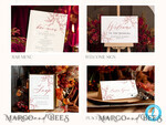 TEMPLETT  
 Hochzeitsset Bordeaux Herbst Boho Rustikale Hochzeitseinladung Vorlage Download Set, Hochzeitsbündel Vorlagen, DIY Heimdruck Hochzeitsset9