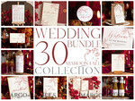 TEMPLETT  
 Hochzeitsset Bordeaux Herbst Boho Rustikale Hochzeitseinladung Vorlage Download Set, Hochzeitsbündel Vorlagen, DIY Heimdruck Hochzeitsset9